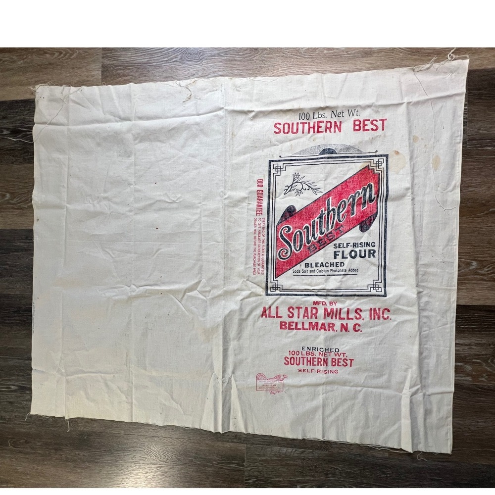 Weilwood Southern Best Flour Sack Fabric Unisex OS White Vintage Advertising
